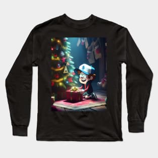 Unveiling Enigmatic Holiday Magic: Gravity Falls Christmas Art for Iconic Festive Designs! Long Sleeve T-Shirt